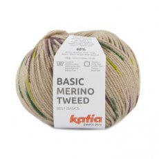 Basic Merino Tweed 401  Beige bruin-Parelachtig paars-Geelachtig groen