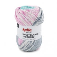 Sweet Blanket Jacquard 304 Sweet Blanket Jacquard 304 Grijs-Kauwgom roze-Water blauw